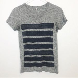 J. CREW Bar Stripe Graphic T-Shirt Heather Gray XS